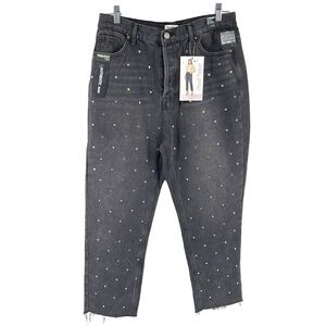 Simple Society distressed high rise button fly straight leg jeans NEW Y2K 0 24